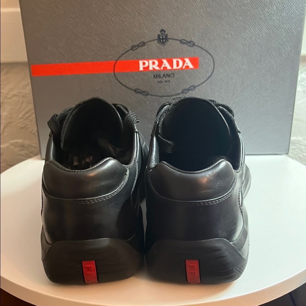 Prada Calzature Men's Black Leather Sneakers - Picture 4 of 6